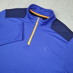 IZOD Perform X 1/4 Zip Pullover Mens XL Blue Golf Performance Sweater Zip Pocket